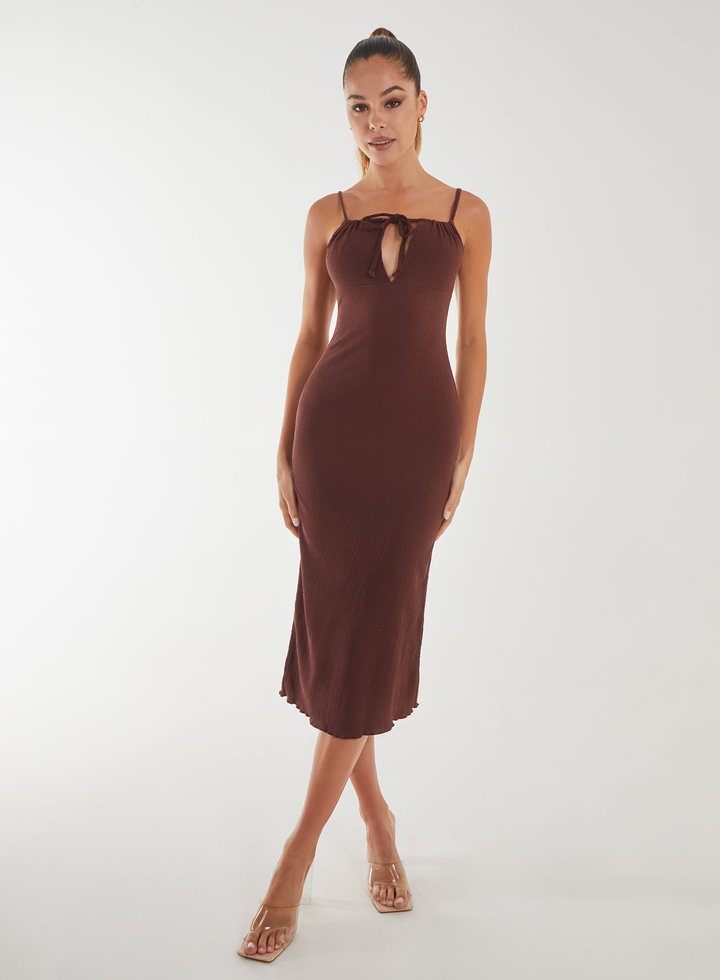 Crinkle Tie Midi Dress view 3