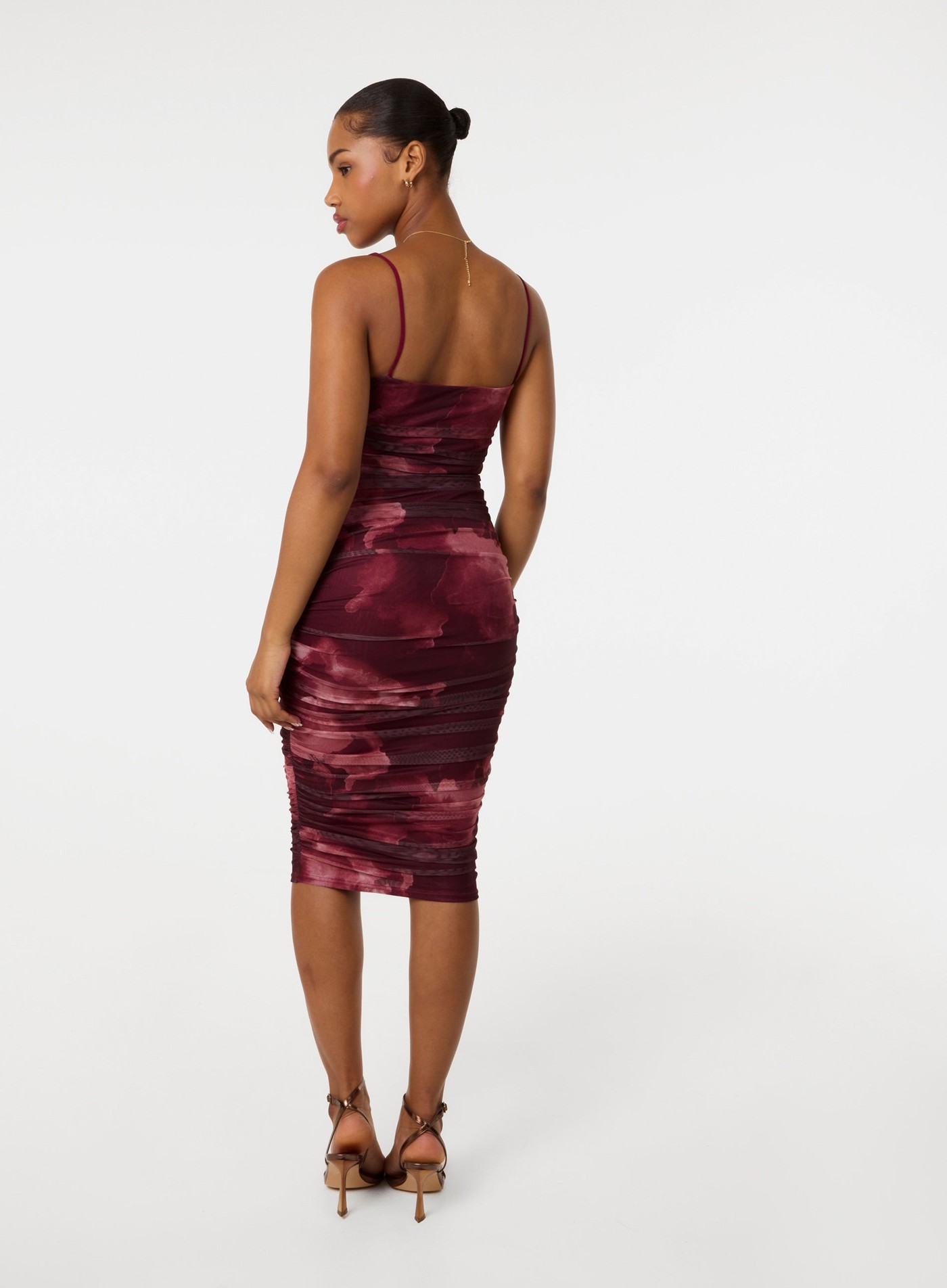 Smoke Print Ruched Midi Dress view 4