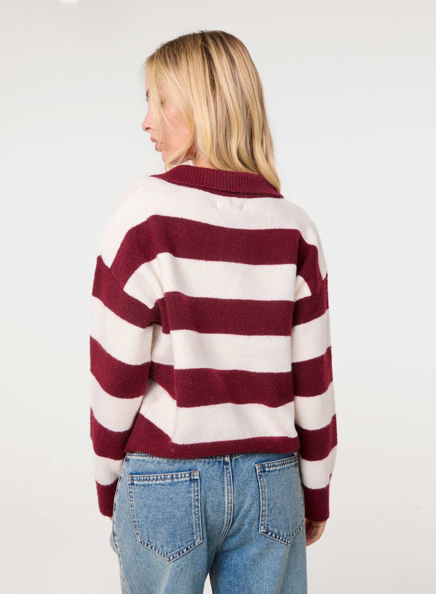 Stripe Open Collar Rugby Jumper view 4