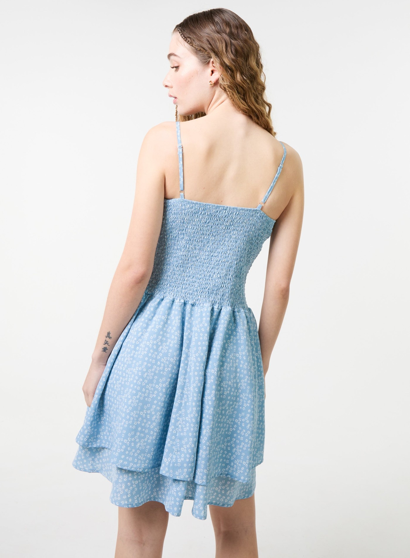 Shirred Ruffle Mini Dress view 4