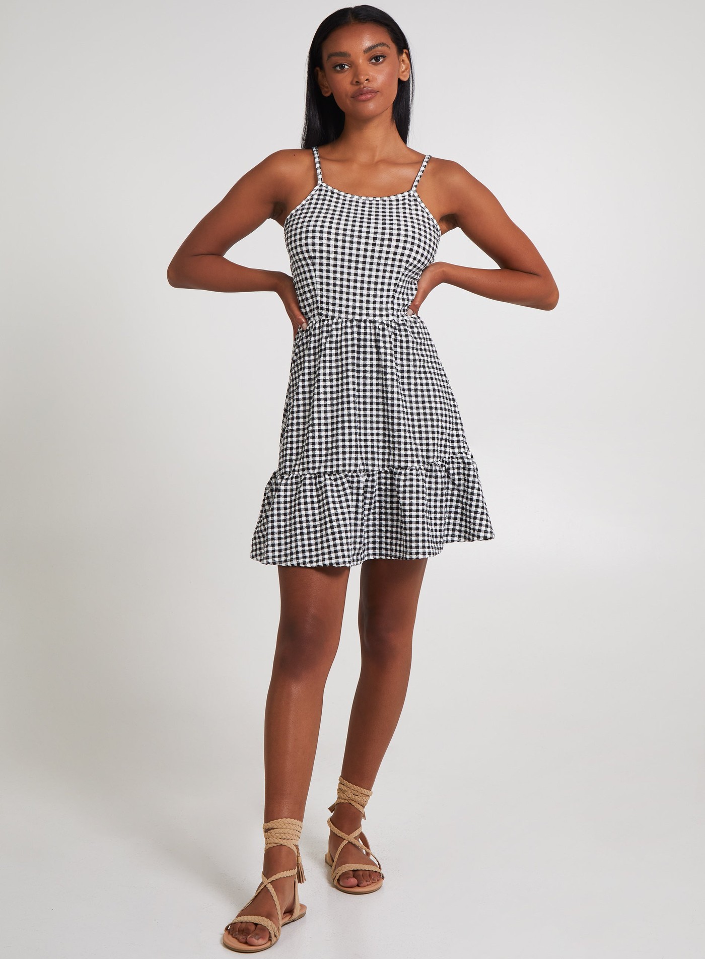 Open Back Gingham Skater Dress view 3