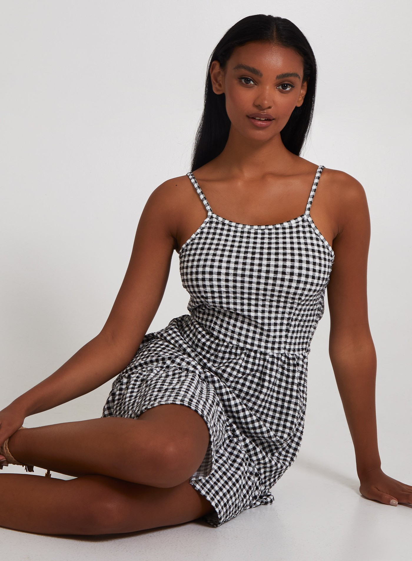 Open Back Gingham Skater Dress view 4